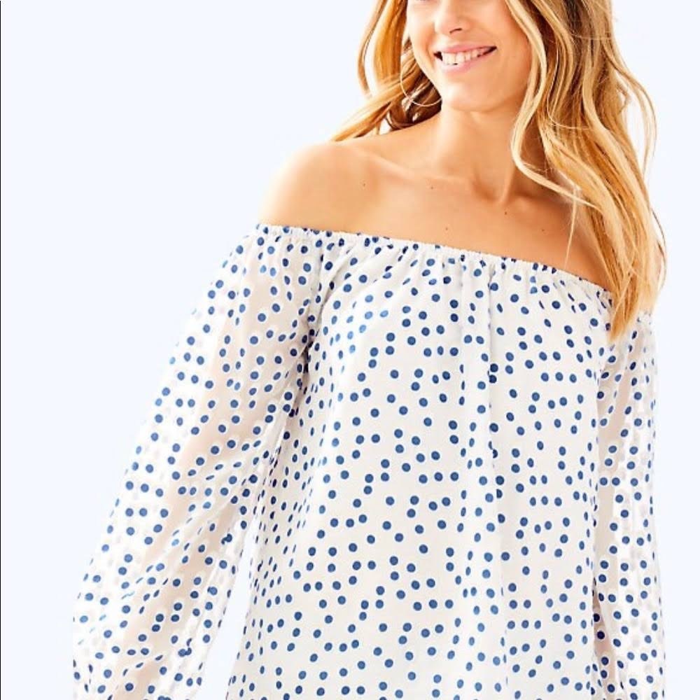 Lilly Pulitzer Lou Lou Top - Bennet Blue Polka Dot